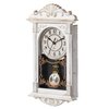 Quickway Imports Vintage Grandfather Wood- Looking Plastic Pendulum Wall Clock for Living, Kitchen, or Dining, White QI004145.WT